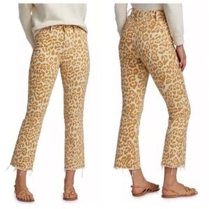 MOTHER The Hustler Ankle Fray Jeans In Prowl Size 25 Animal Print